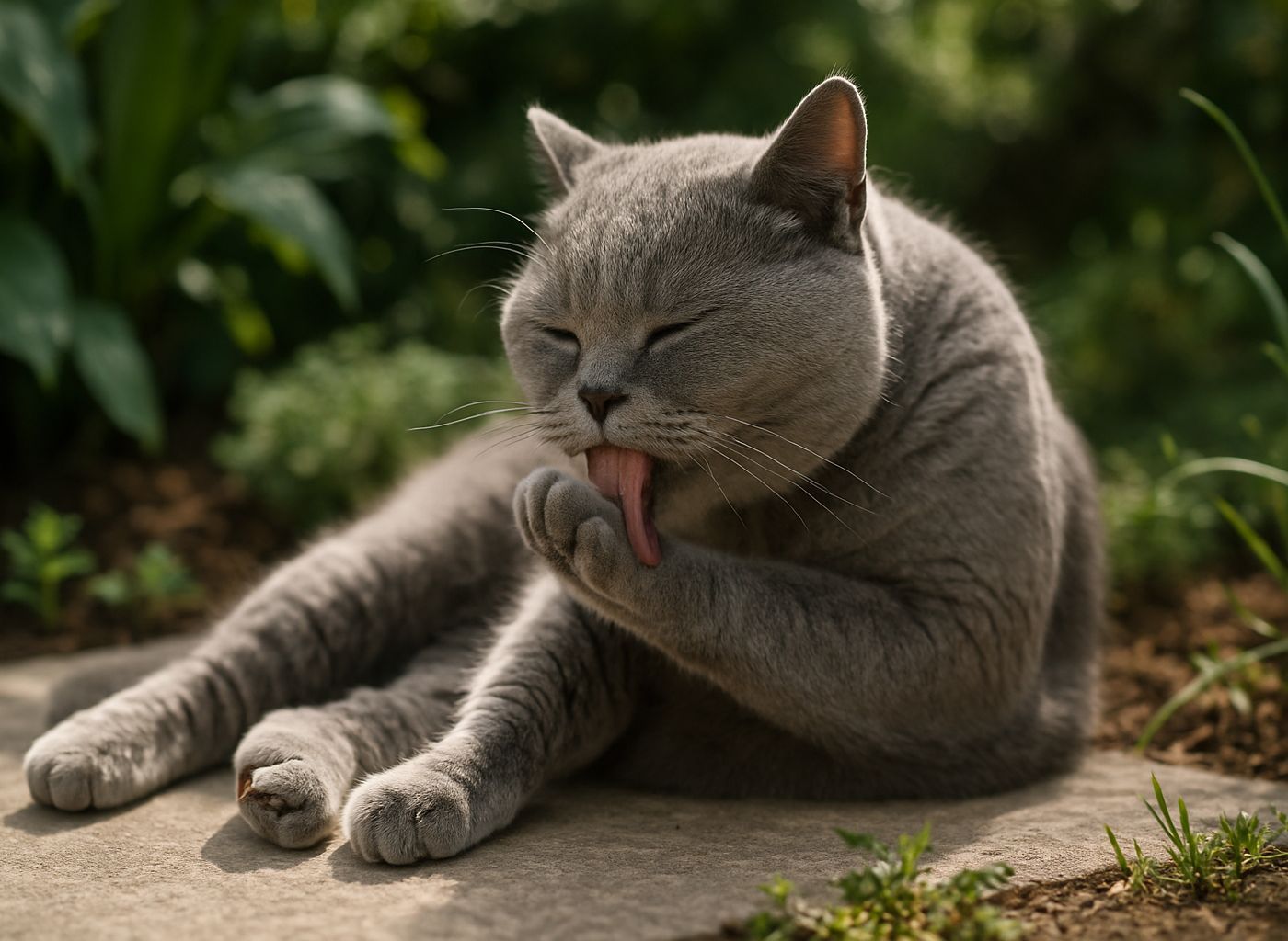 Una señal de que tu gato está incómodo con su arena es que se lama en exceso las patas