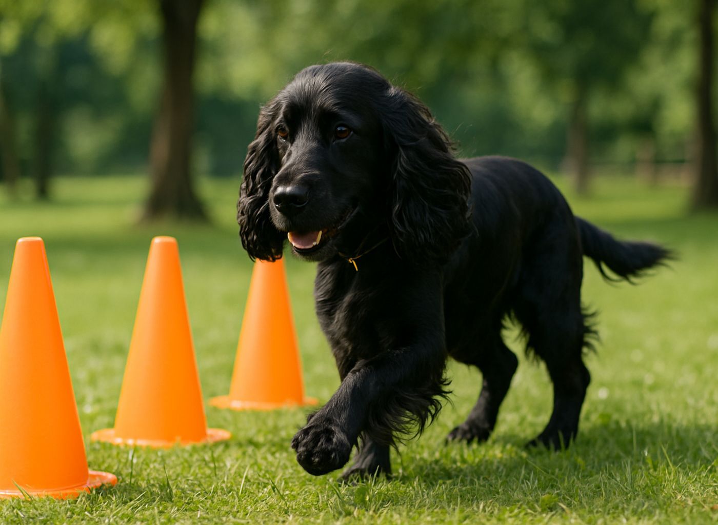 Cocker Spaniel realizando ejercicios agility para estar en forma